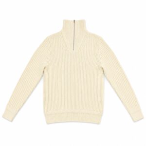 Men's full-length ribbed long-sleeved shirt with zipper and 22mm ribbed fabric.